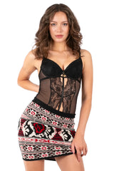Y2K Red Geometric Honeycomb Print Mini Skirt – Sexy Bodycon Stretch Skirt