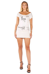 Graphic Print Off-Shoulder Mini Dress – Leopard "PARTY" Animal Tunic Dress