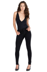 BCBG High-Waisted Button Front Pants with Pockets - Stretch Fitted Trousers
