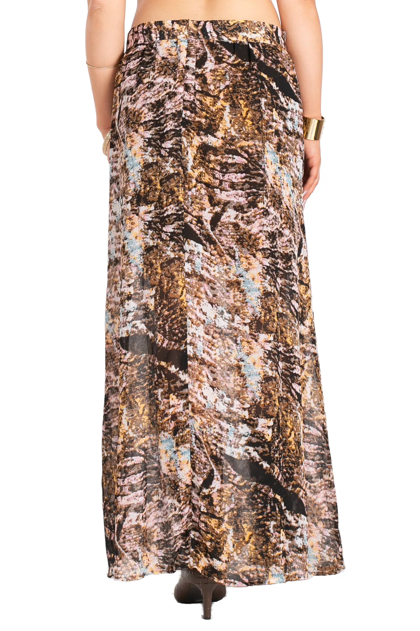 Printed Sheer Maxi Skirt.