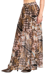 Printed Sheer Maxi Skirt.