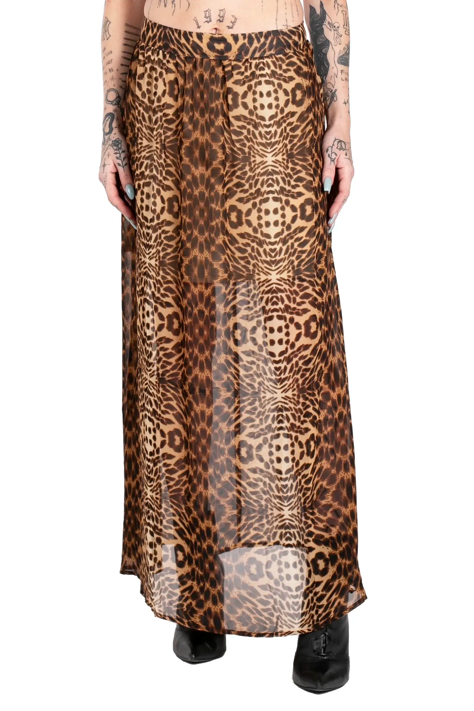 Printed Sheer Maxi Skirt.