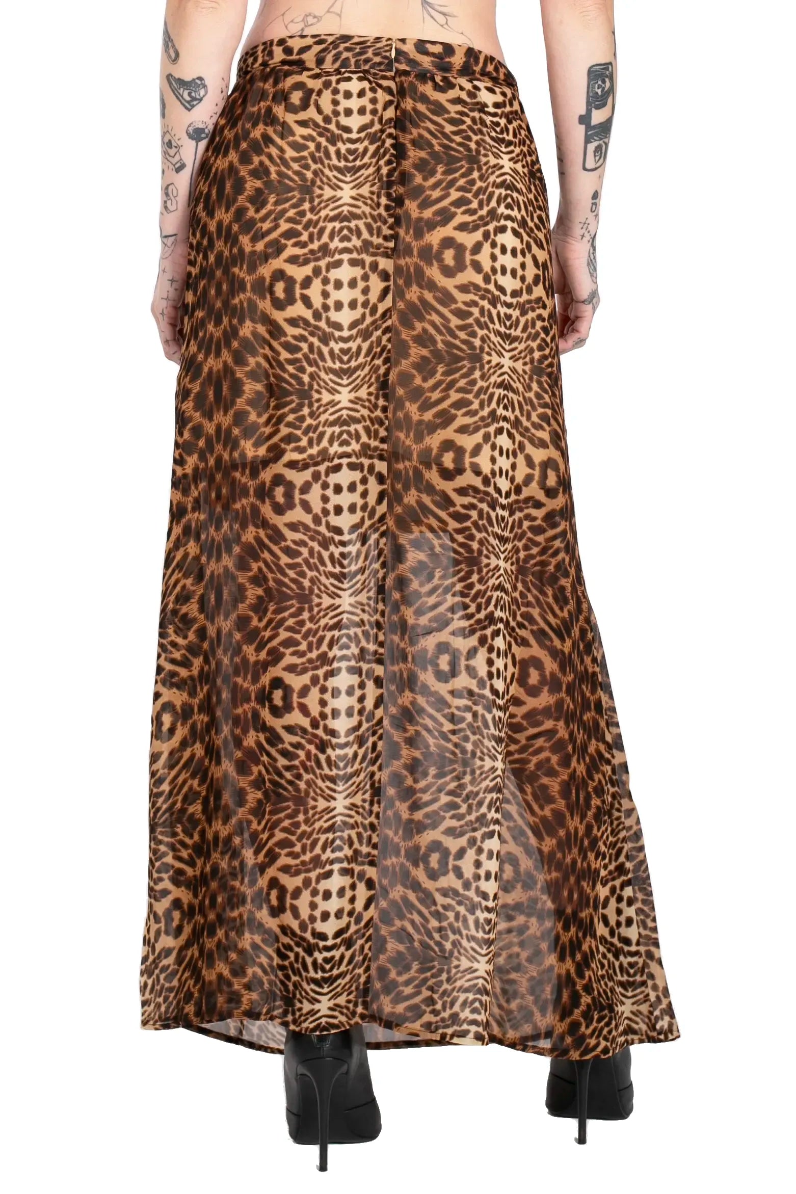 Printed Sheer Maxi Skirt.
