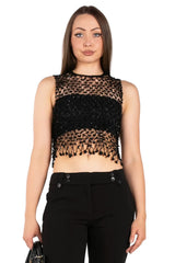 Midnight Glimmer Mesh Top