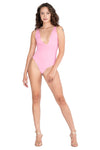 Y2K Glossy High-Cut Bodysuit - Deep V Neck Shiny One Piece