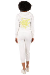 Hale Bob Black Zip Hoodie + Capri Pants Set Y2K | Chinese Character "愛情" "自由" | Rose Graphic Hoodie