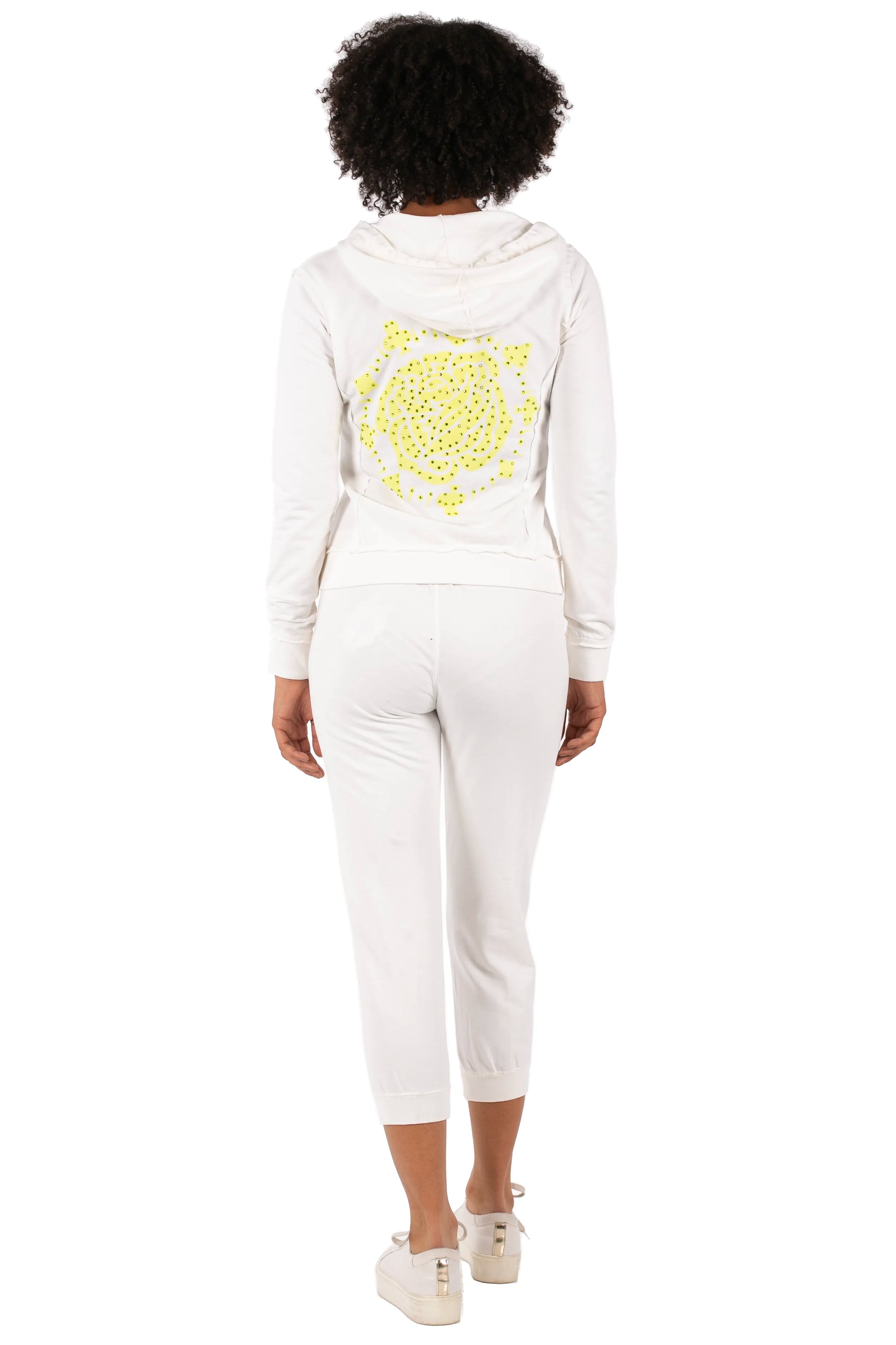 Hale Bob Black Zip Hoodie + Capri Pants Set Y2K | Chinese Character "愛情" "自由" | Rose Graphic Hoodie
