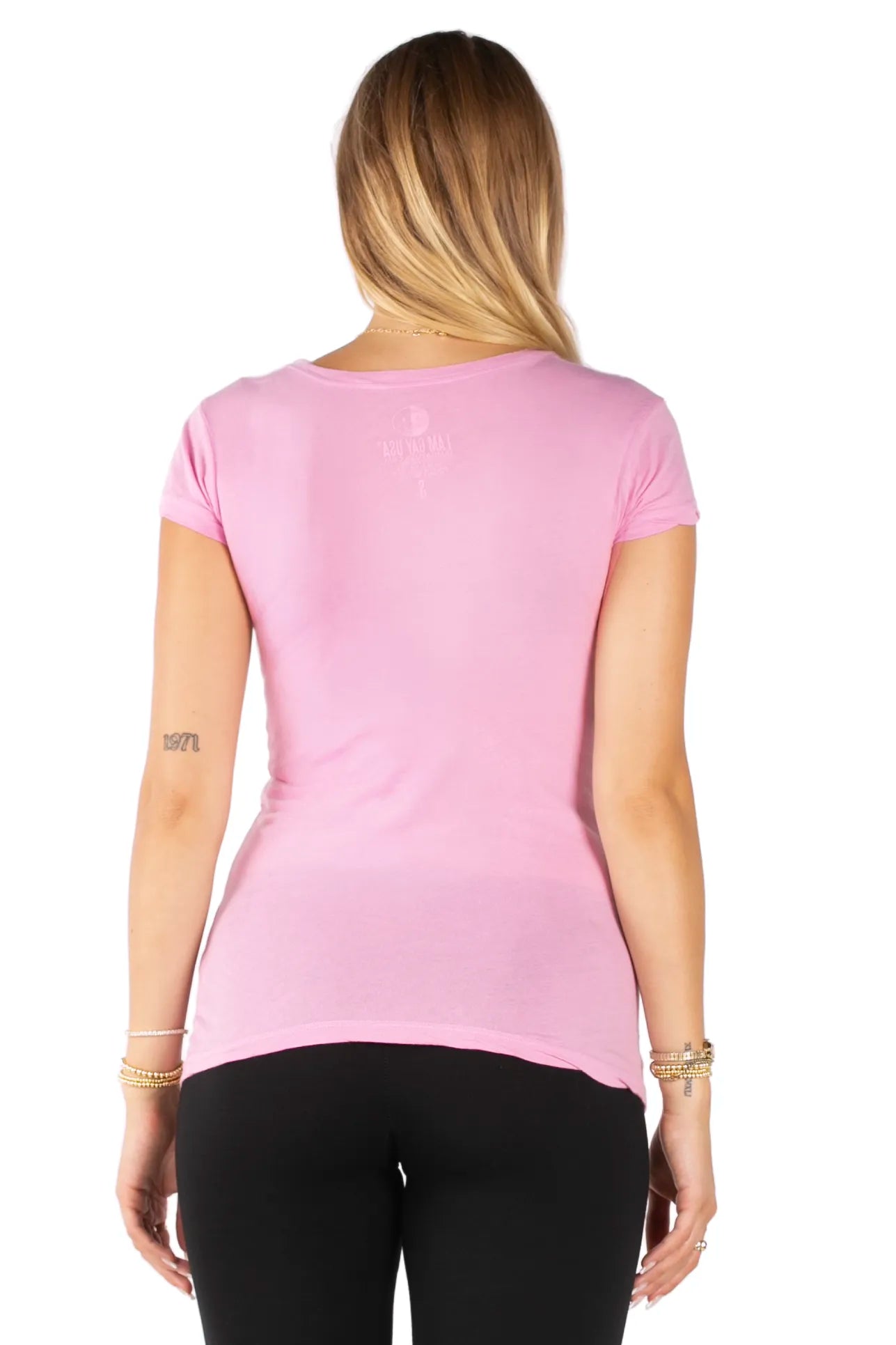 Scoop Neck Slogan Graphic Tee - "Gay After A Little Rosé" Pink T-Shirt