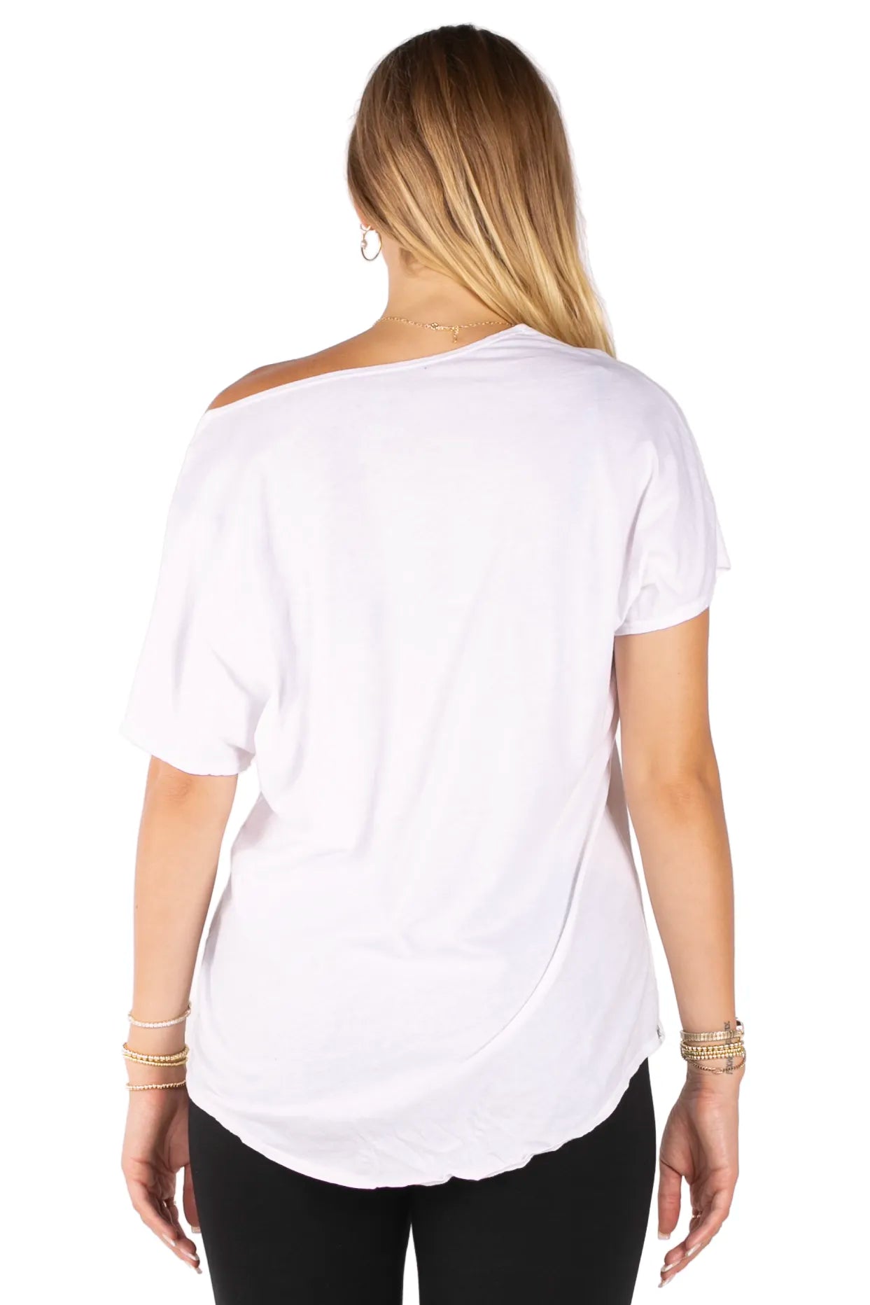 Wide Neck "Think+ I Am Gay" Slogan Tee - White Loose Fit Flowy T-Shirt