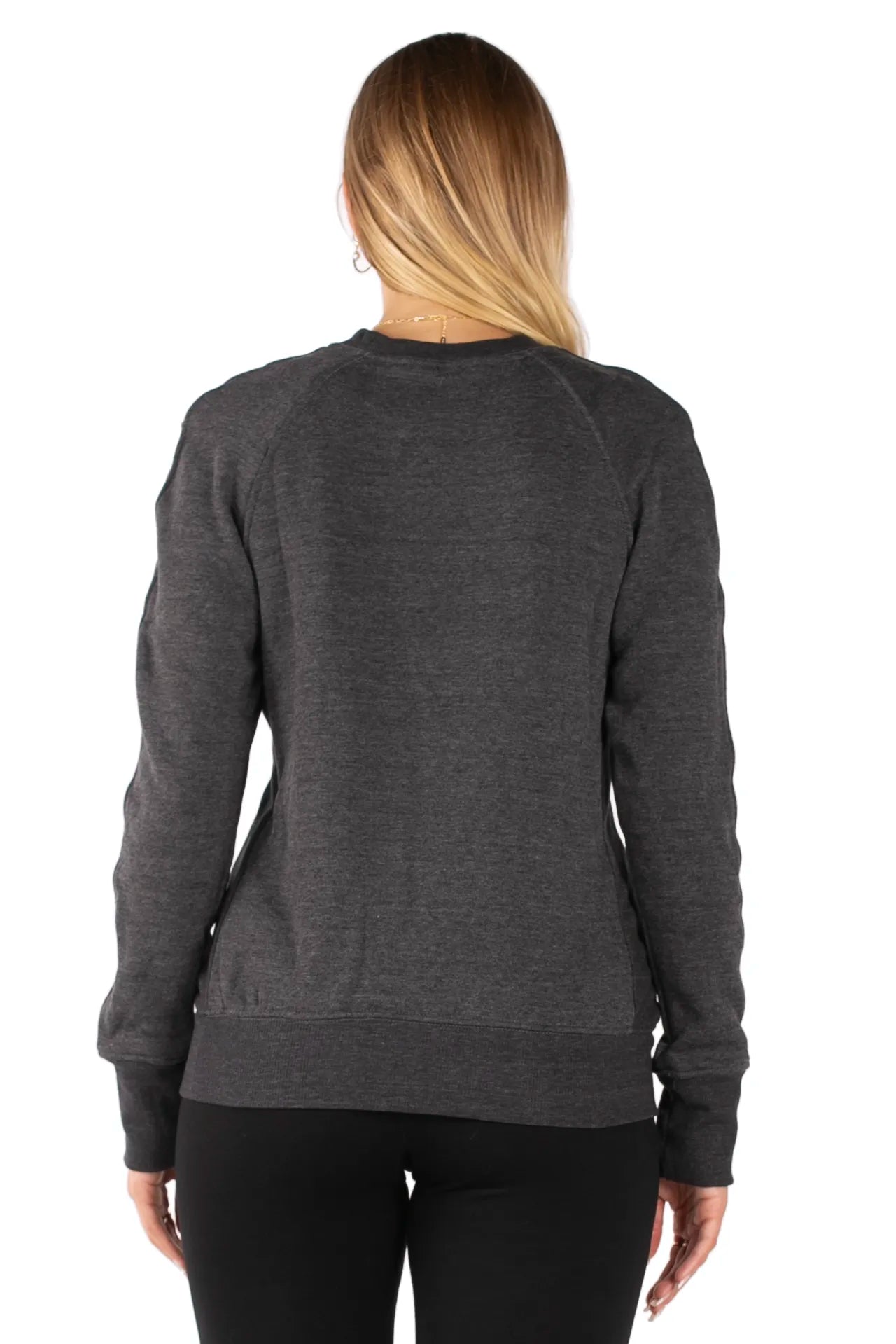 Half & Half Smiley Face Statement Graphic Sweater - Dark Gray 100% Cotton Pullover