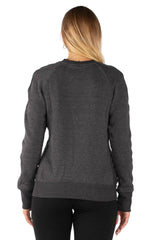 Half & Half Smiley Face Statement Graphic Sweater - Dark Gray 100% Cotton Pullover