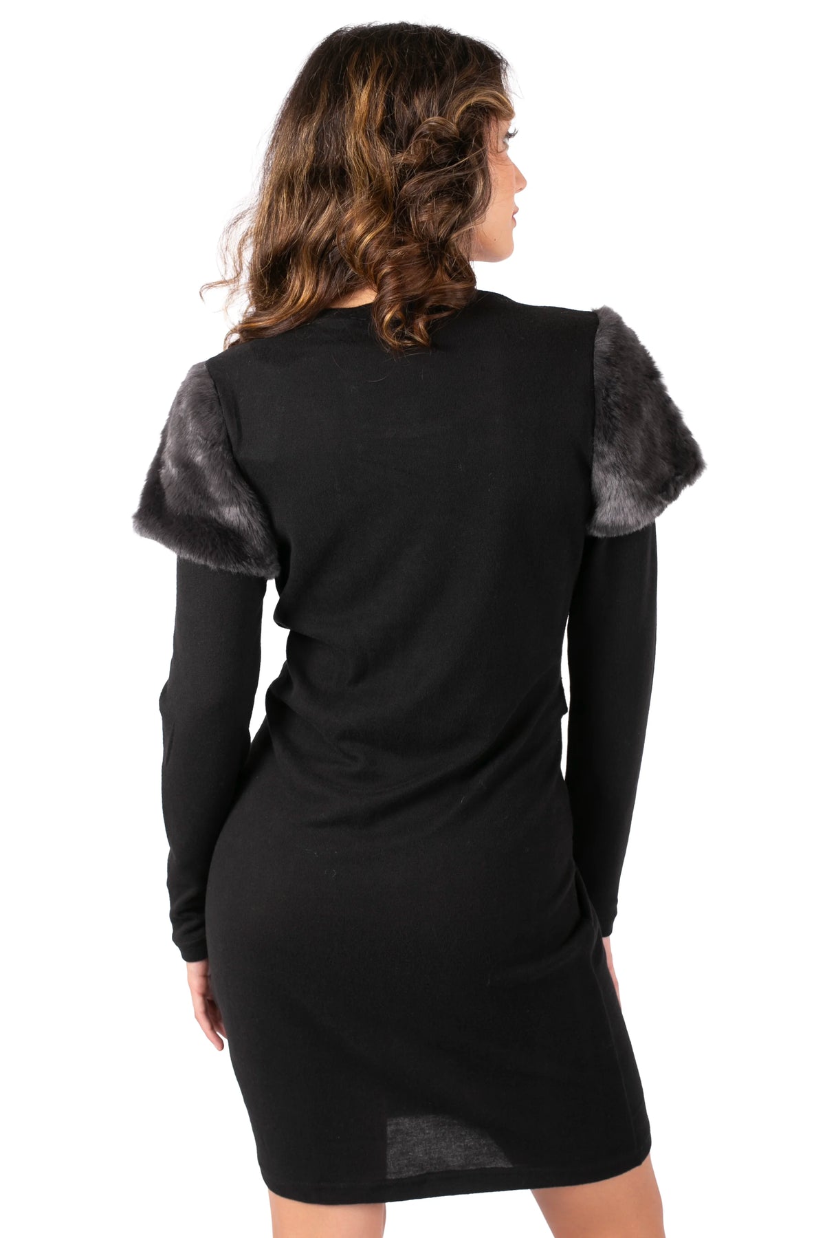 Y2K Embellished Faux Fur Mini Dress