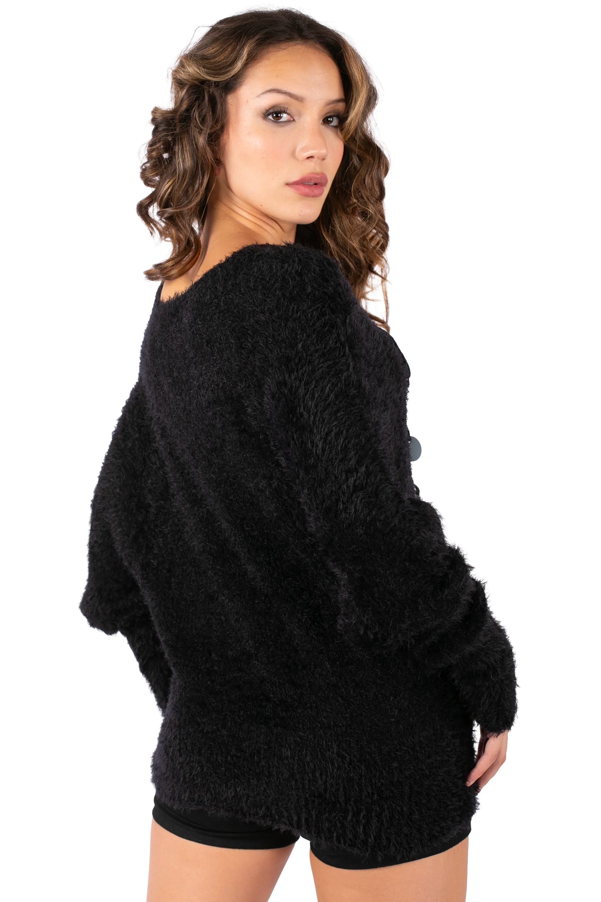 Sequin Fringe Fuzzy Sweater