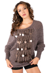 Sequin Fringe Fuzzy Sweater