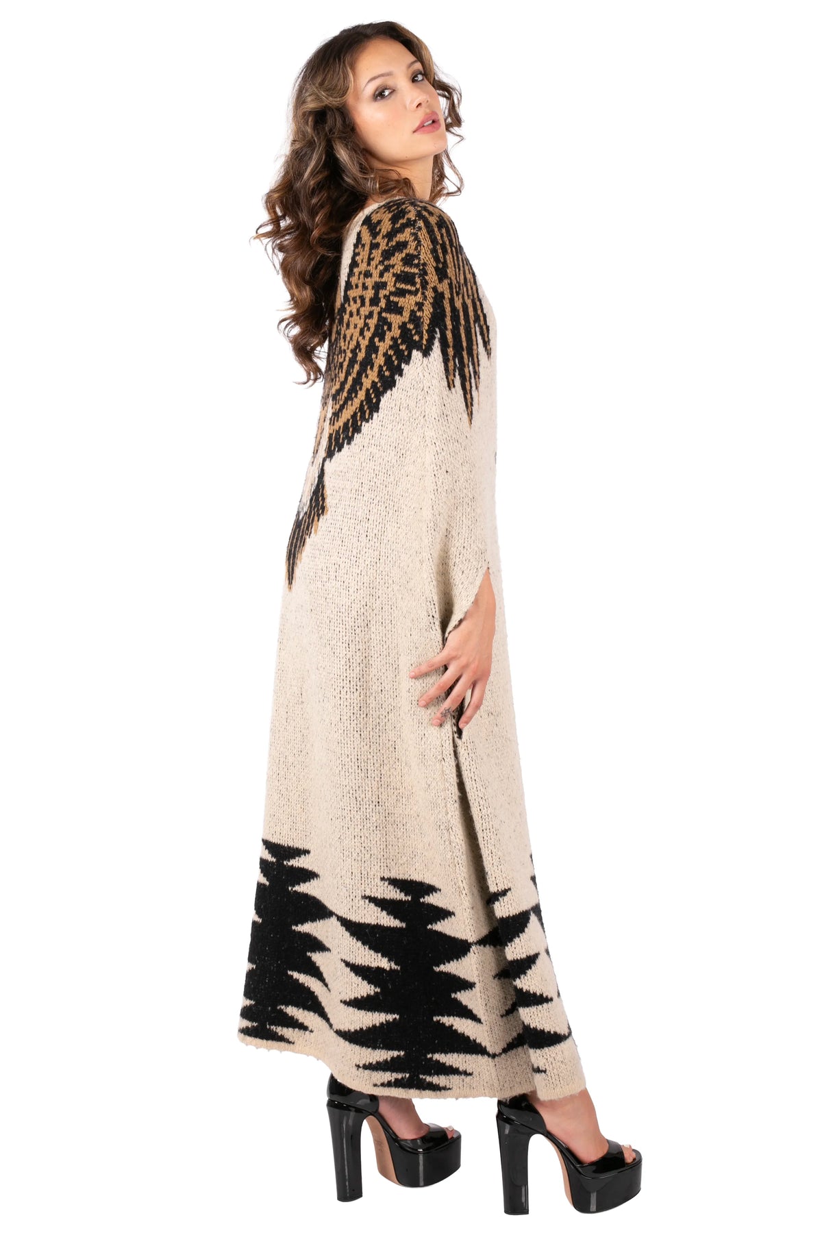 Eagle Intarsia Maxi Cardigan