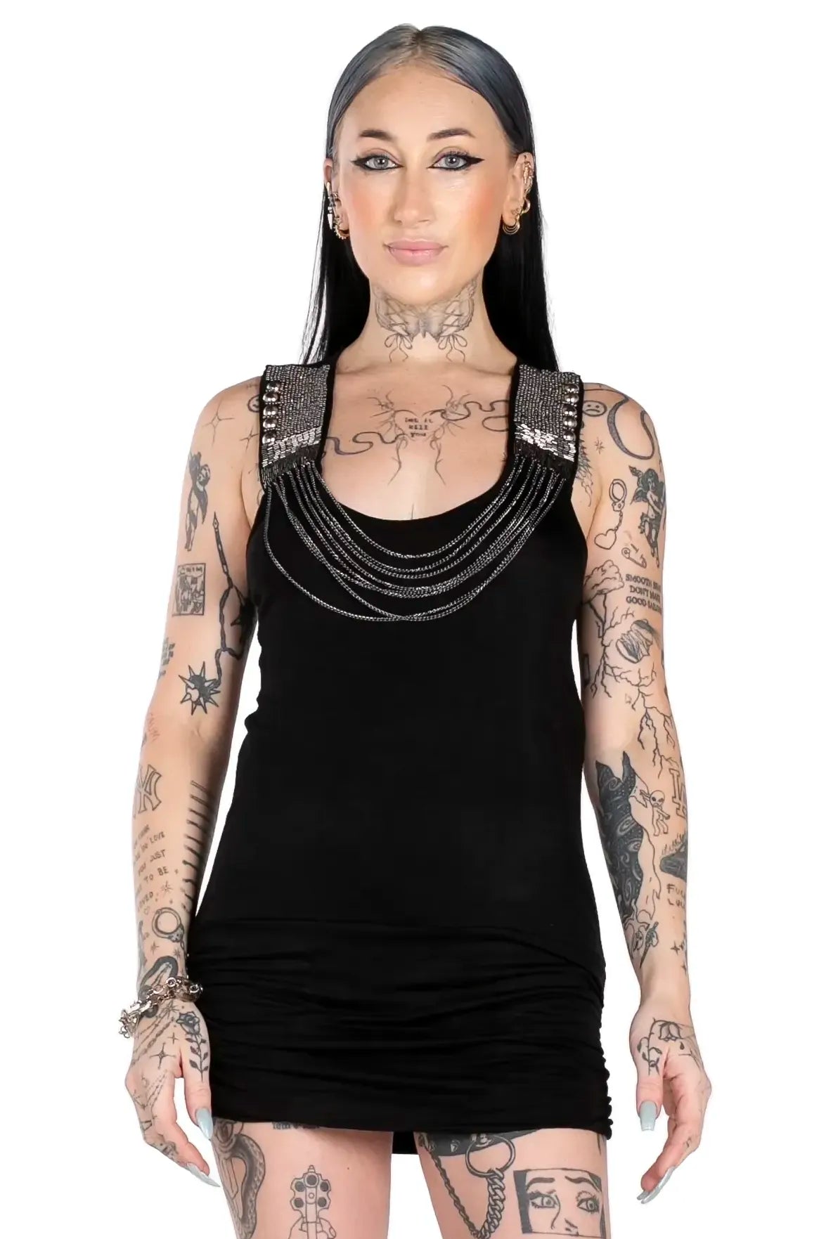 Too Famous Embellished Tunic Dress