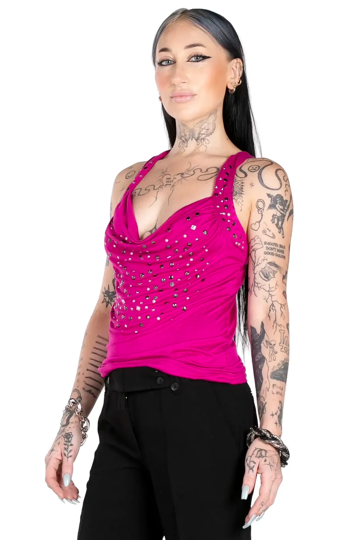 Jewel-neck Racerback tank.