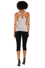 Jewel-neck Racerback tank.