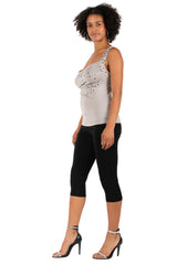 Jewel-neck Racerback tank.