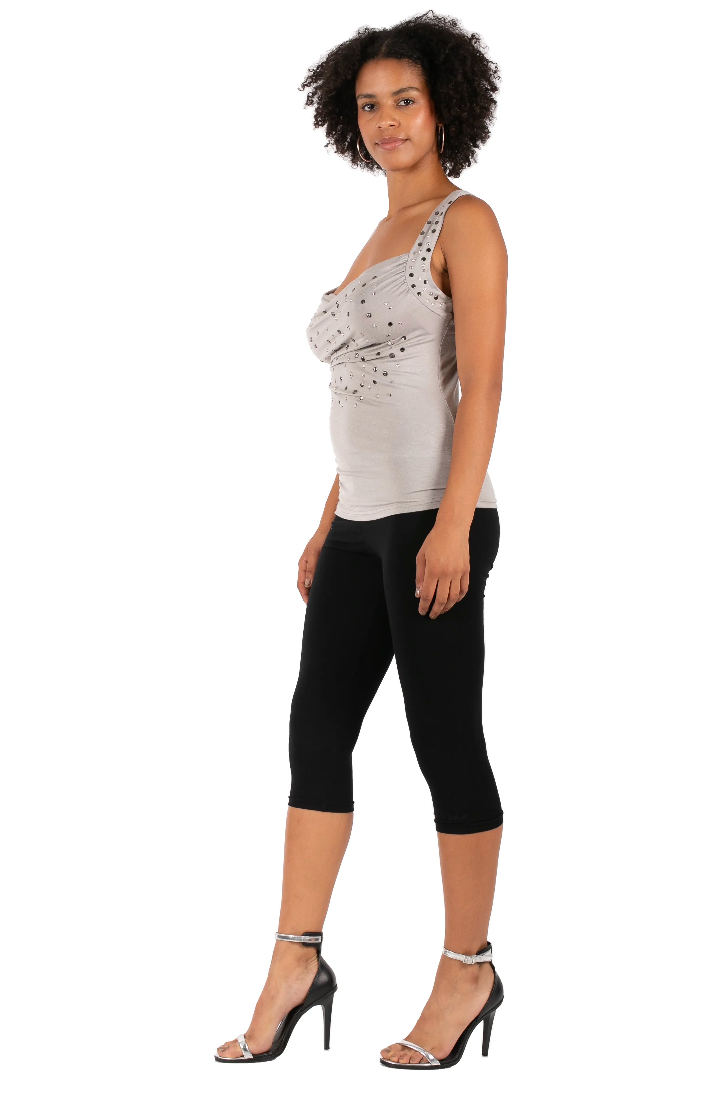 Jewel-neck Racerback tank.