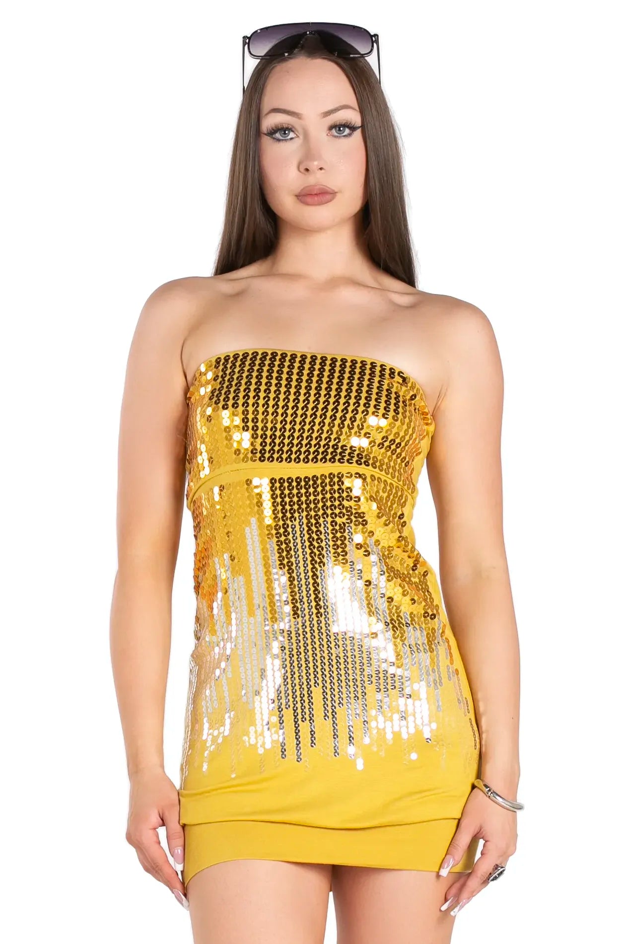 Dazzling StraplessMini-Dress.