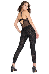 Ruched Crinkle Texture Pants - High Waisted Shiny Stretch Leggings | Black