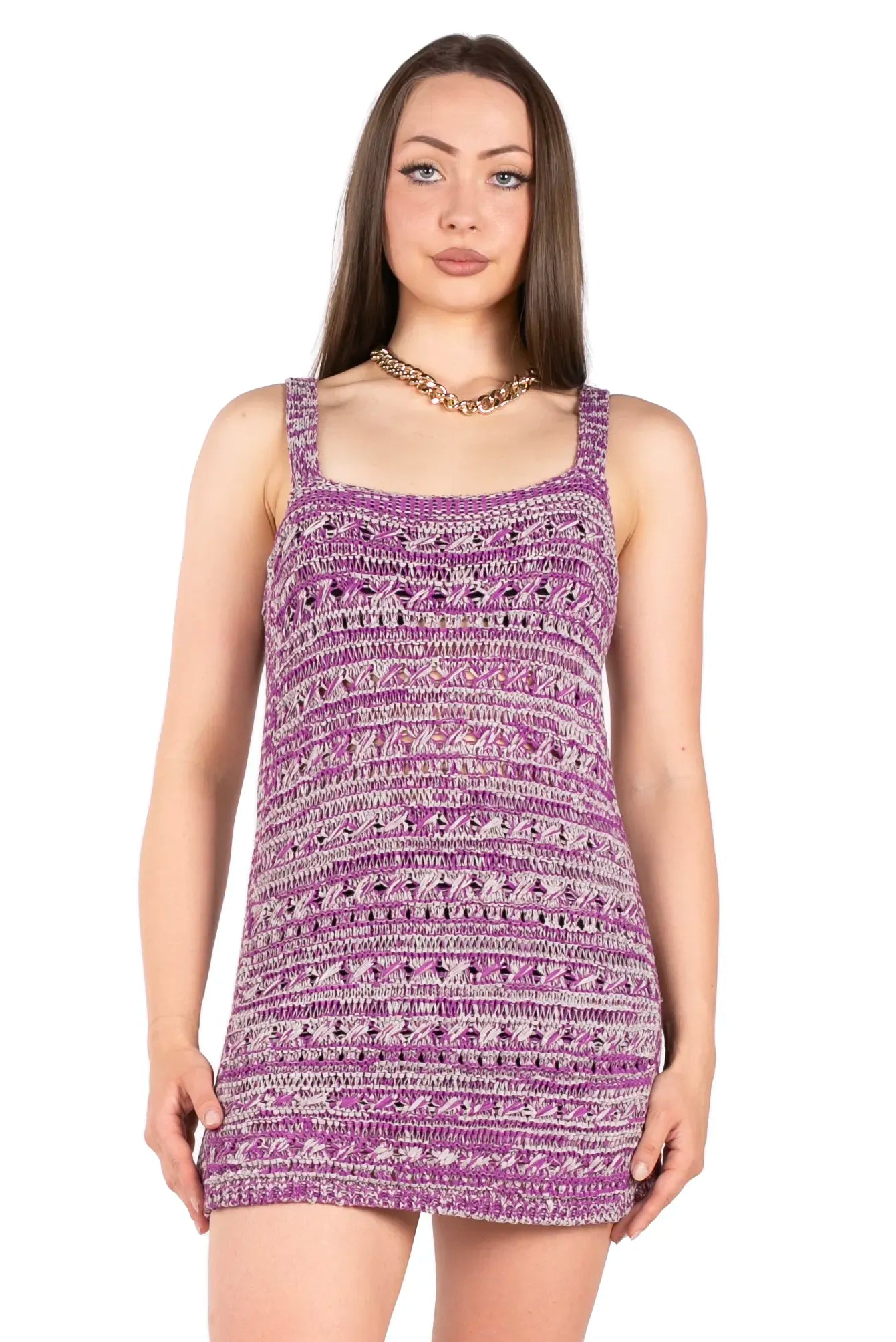 Two-tone Wide-Strap Knit Tank.