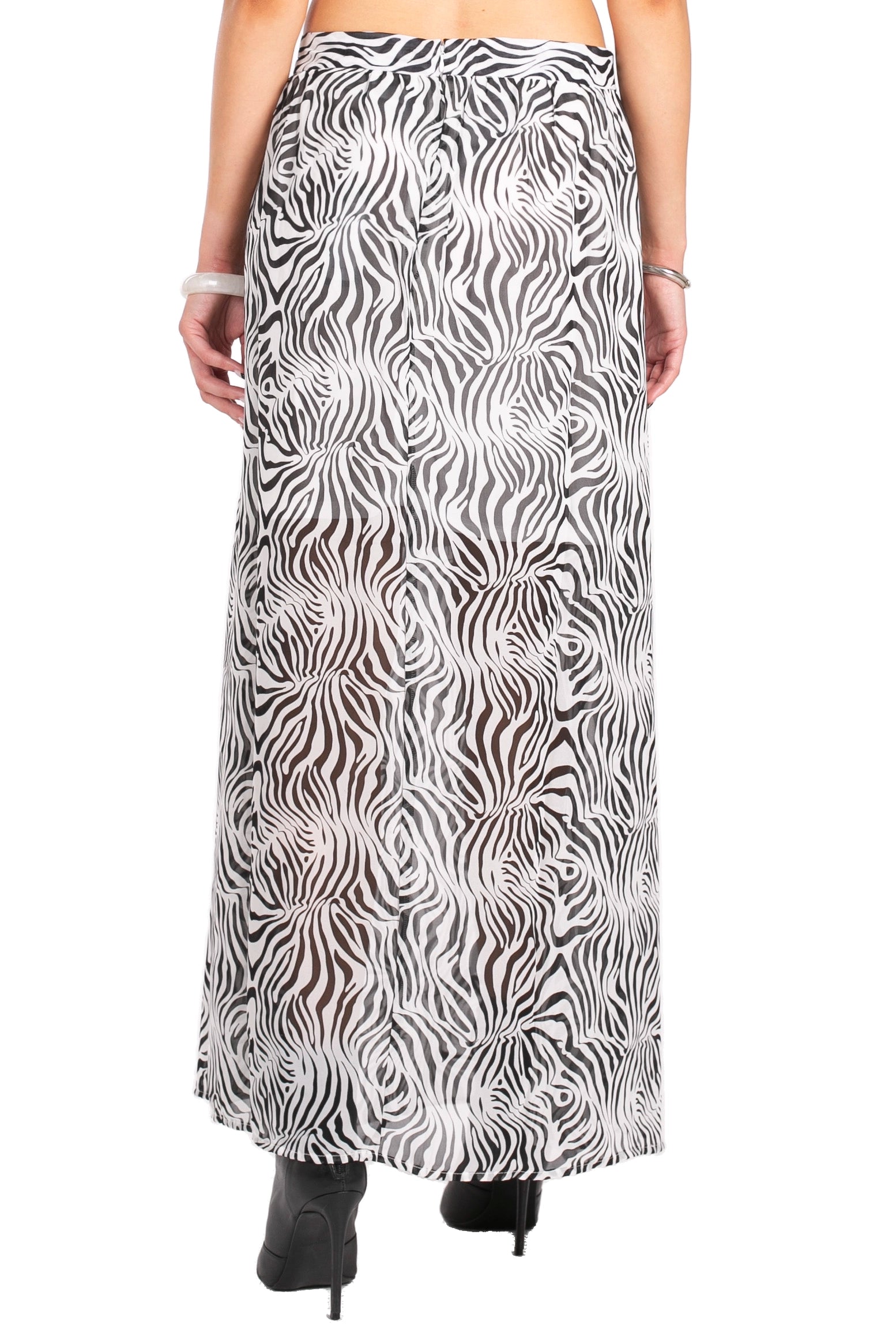 Printed Sheer Maxi Skirt.