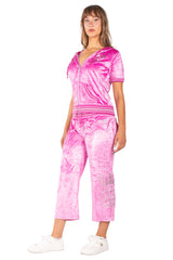 BCBG Women's French Blue Capri Jog Set | Tie-Dye Zip-Up Hoodie & Jogger Pants
