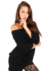 Off-Shoulder Knit Mini Dress
