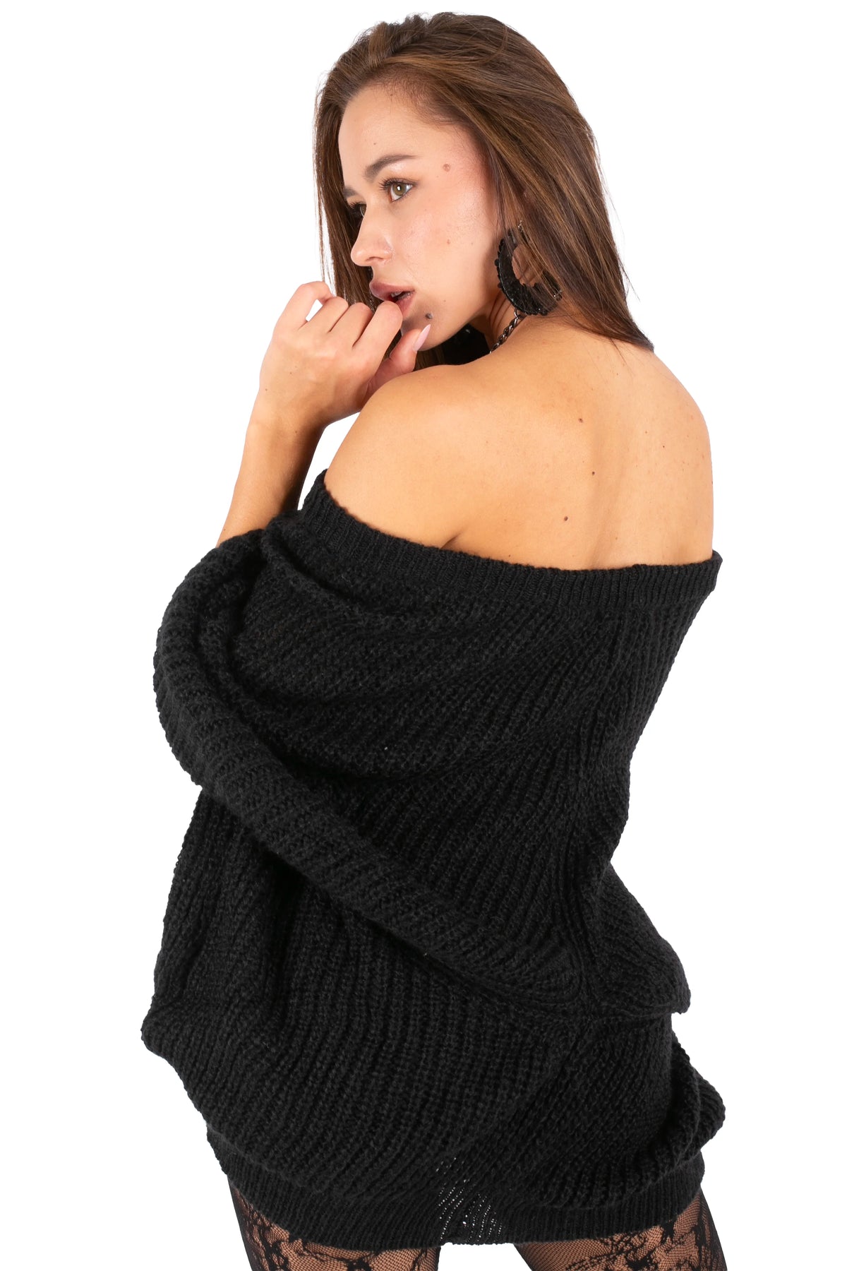 Off-Shoulder Knit Mini Dress
