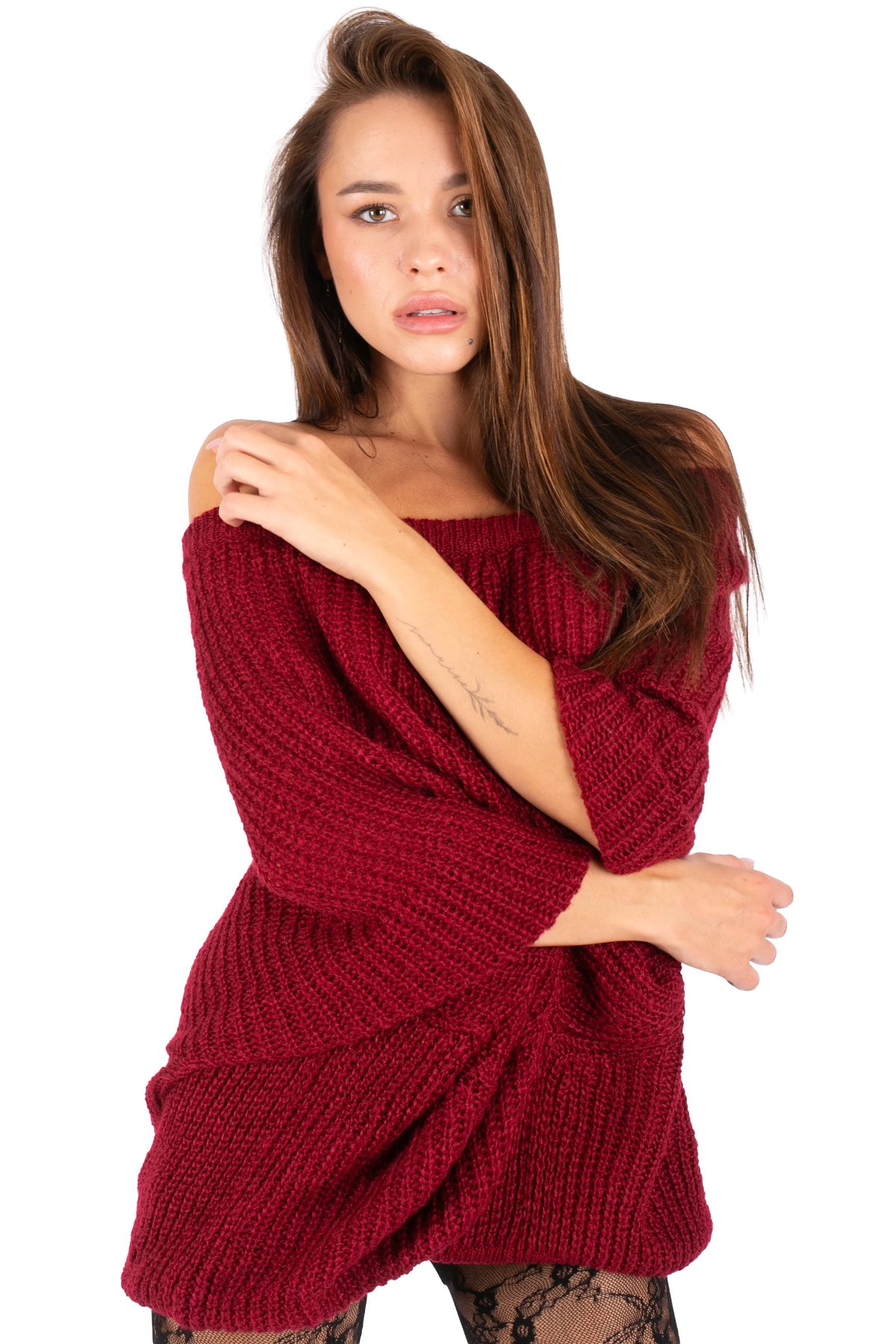 Off-Shoulder Knit Mini Dress