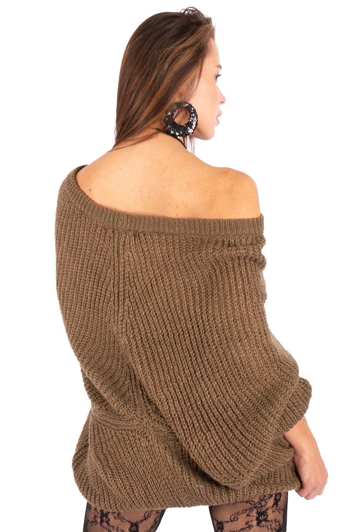 Off-Shoulder Knit Mini Dress
