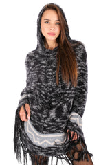 Fringe Knit Poncho Dress