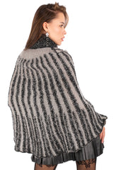 Textured Turtleneck Poncho Sweater