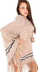 Fringe Knit Poncho Dress
