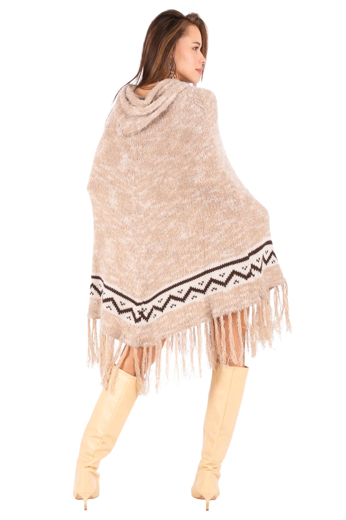 Fringe Knit Poncho Dress