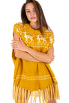Reindeer Hooded Fringe Poncho
