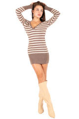 Striped Hooded Mini Dress