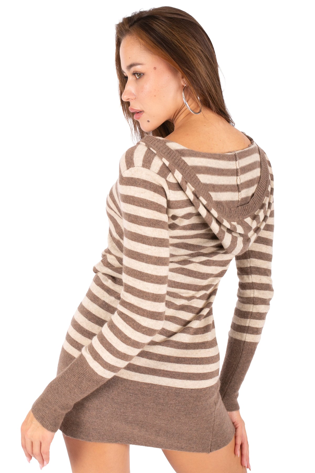 Striped Hooded Mini Dress