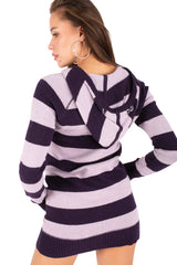 Striped Zip-Up Hoodie Mini Dress