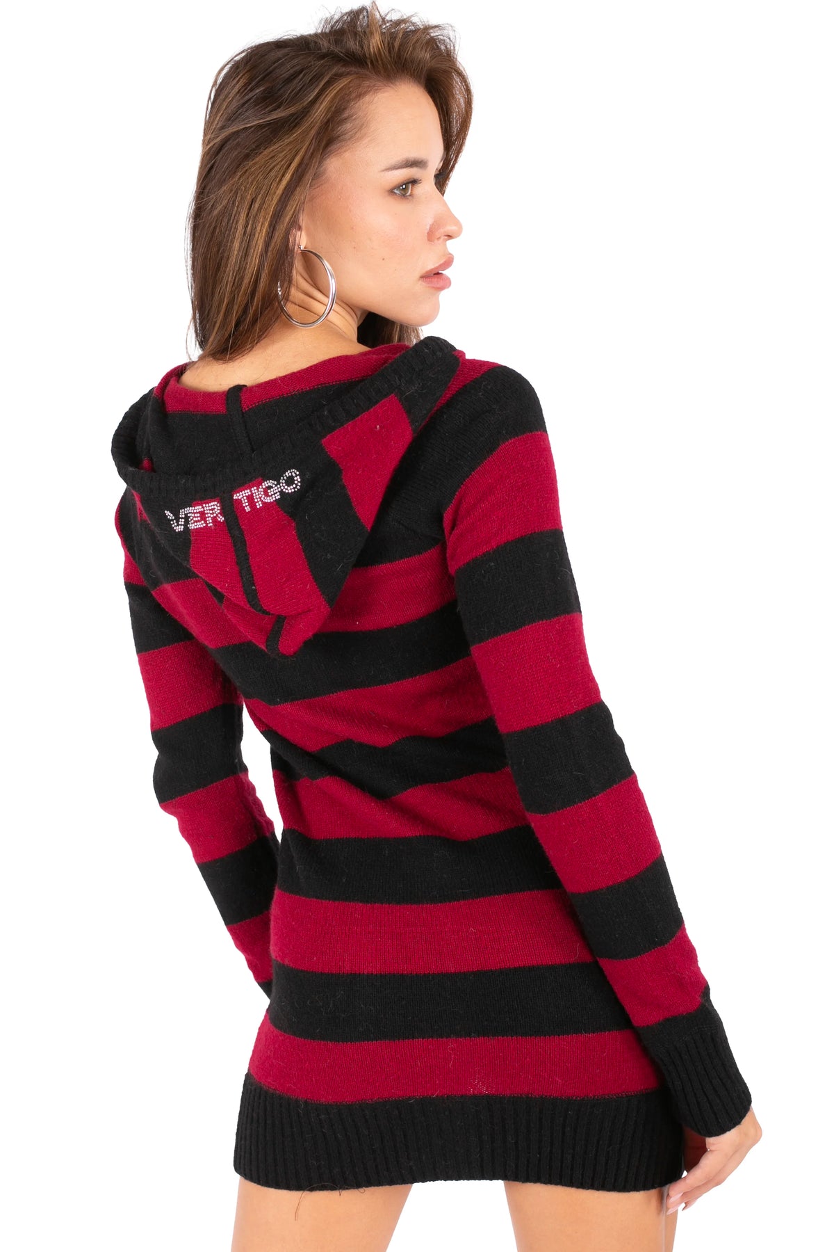 Striped Zip-Up Hoodie Mini Dress