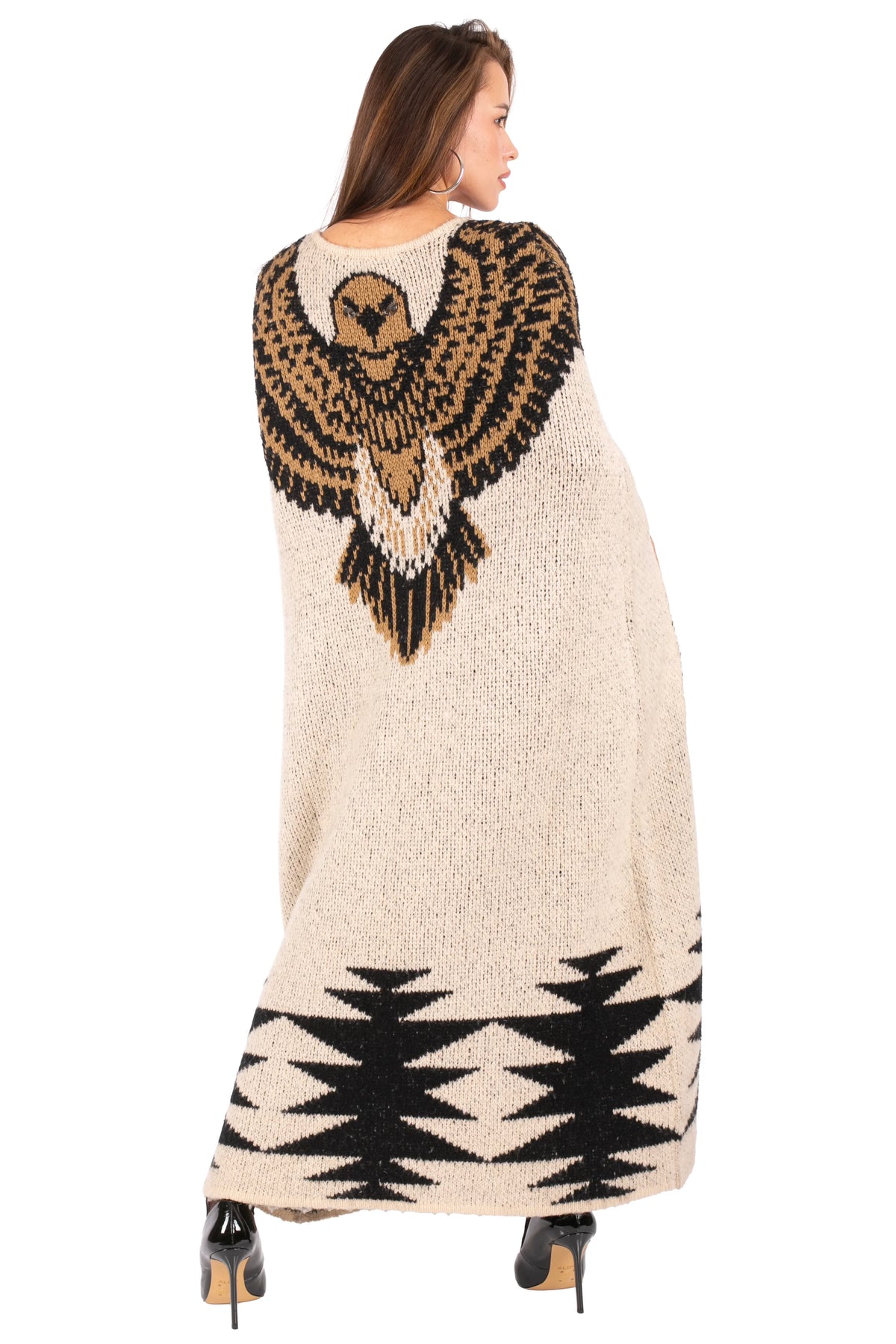 Eagle Intarsia Maxi Cardigan