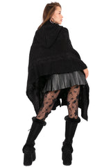 Hooded Knit Poncho