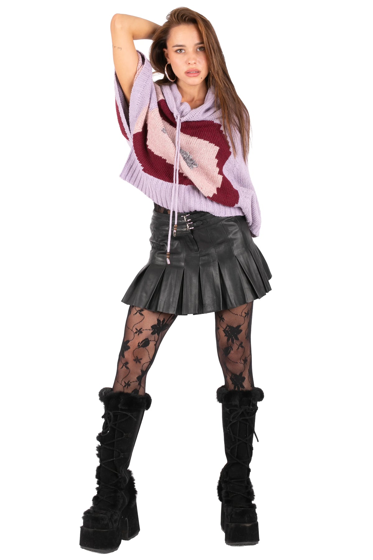 Graphic Knit Poncho Sweater