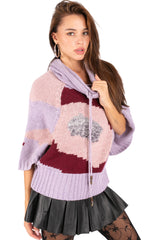 Graphic Knit Poncho Sweater
