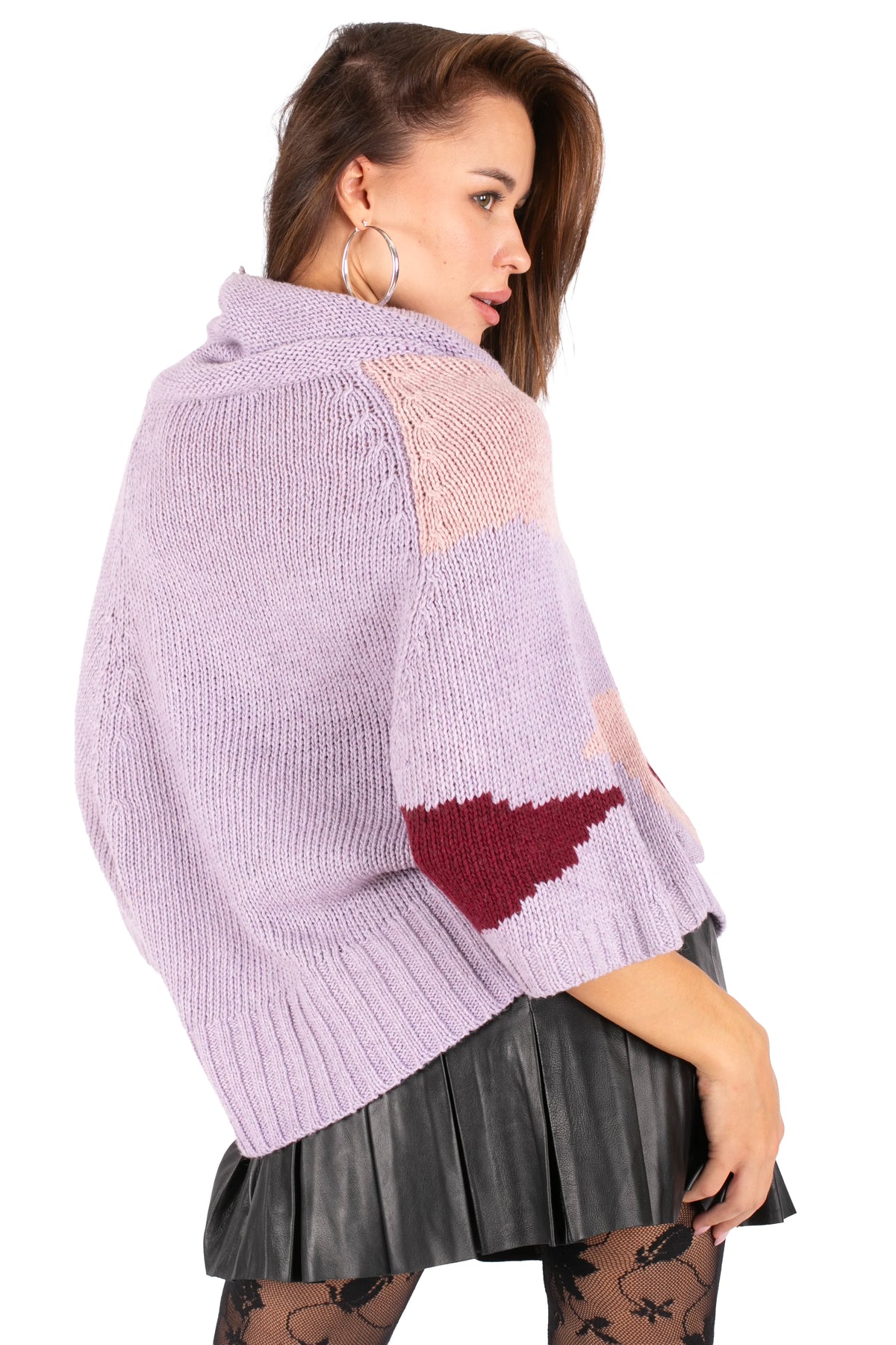 Graphic Knit Poncho Sweater