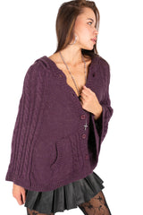 Button-Front Knit Poncho