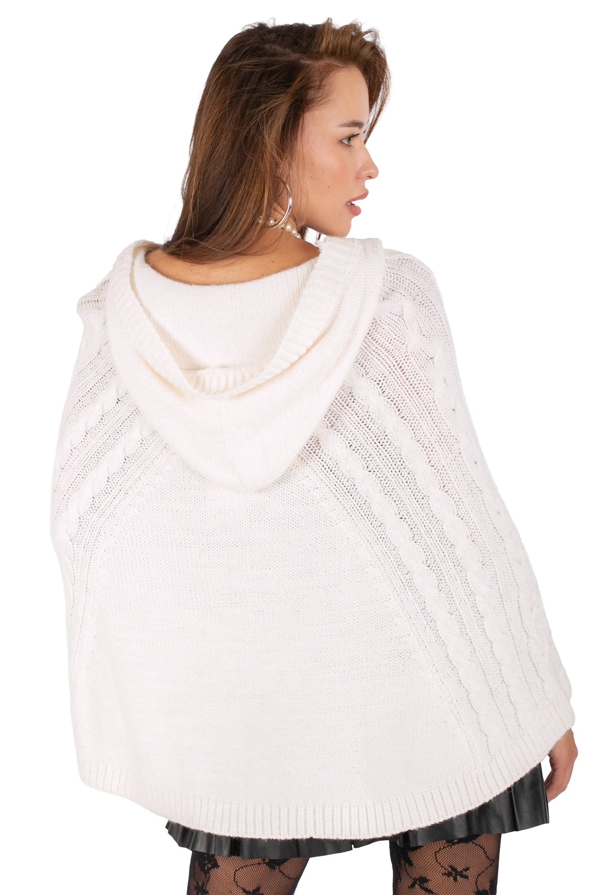 Button-Front Knit Poncho