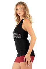 Y2K Rhinestone Halter Top - Sparkly Embellished Empire Waist Cami Tunic | Sexy Backless Tie Halter Dress Top